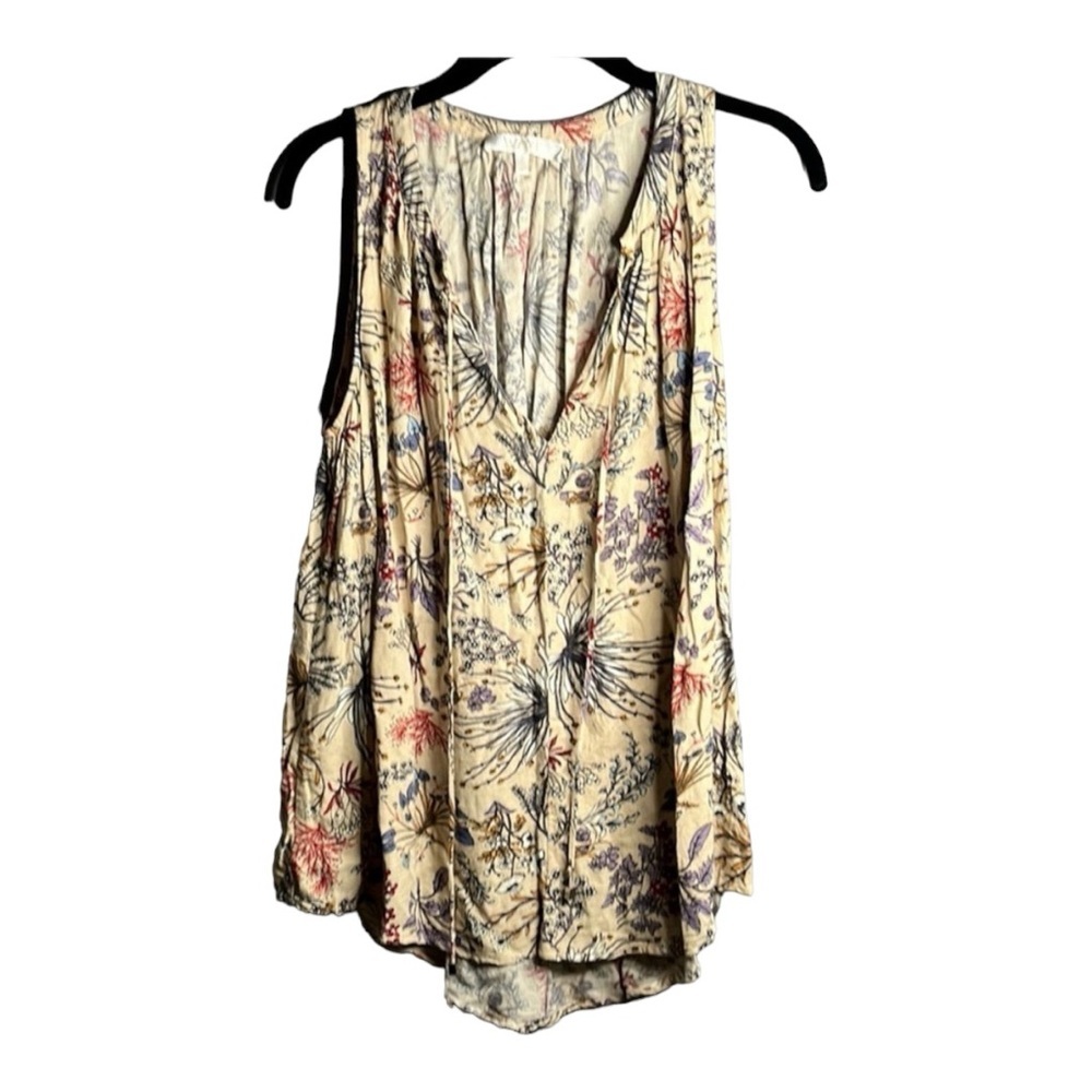 WAYF Tan Floral Sleeveless Tunic Size Medium